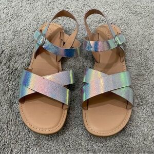 Cat & Jack Sparkly Irridescent Kids Sandals Size 3